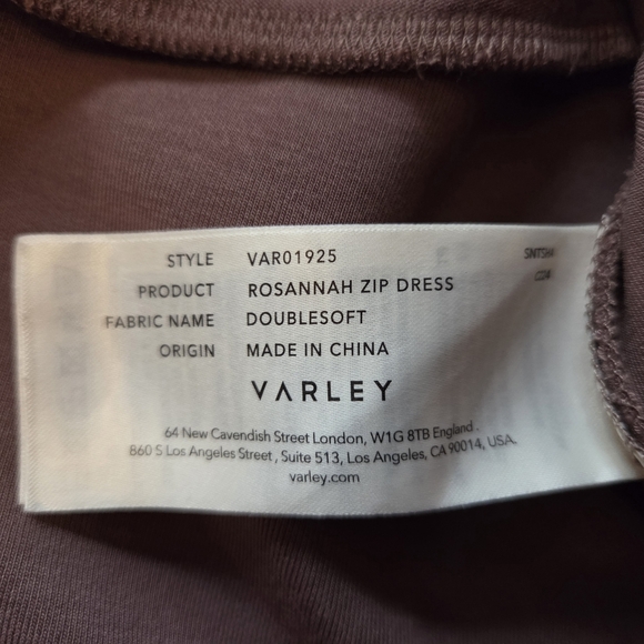 VARLEY Rosannah Double Soft Zip Dress Antler Medium - Picture 8 of 8